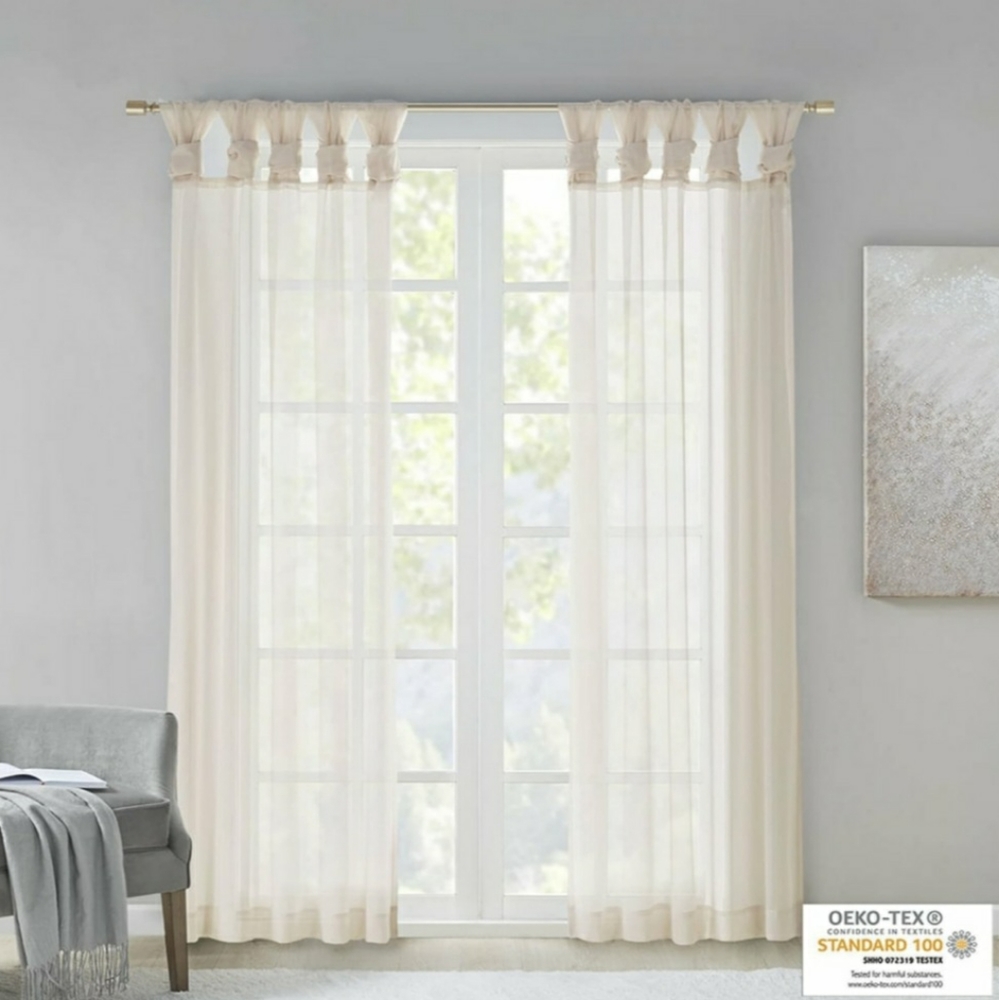 Madison Park DIY Twisted Tab Sheer Curtain Panels - New